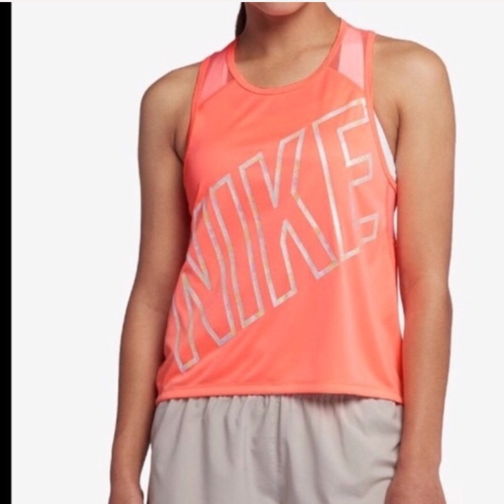 Nike Women's Tank Top - Bright Coral and Light Pink